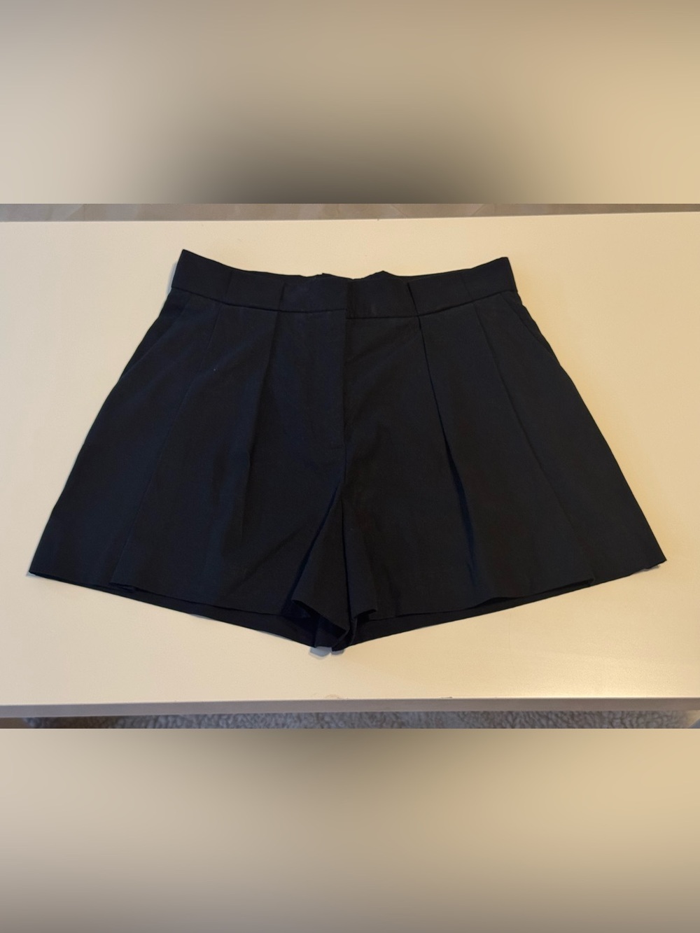 Mango Greta Black High-Waist Pleated Tailored Shorts